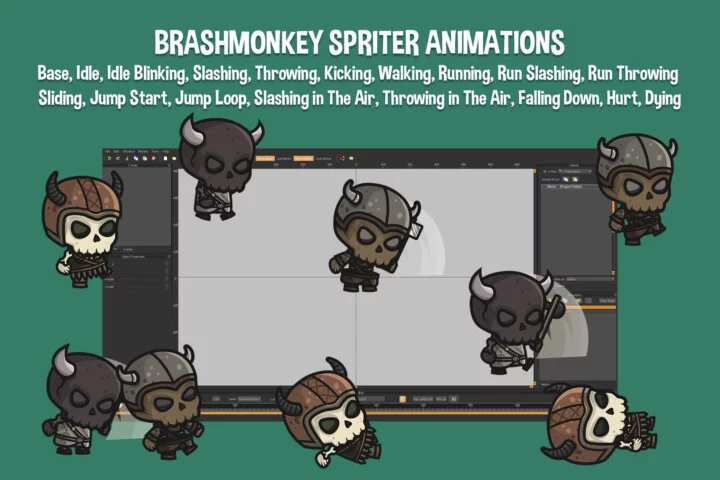 Chibi Skeleton Viking Character Sprites