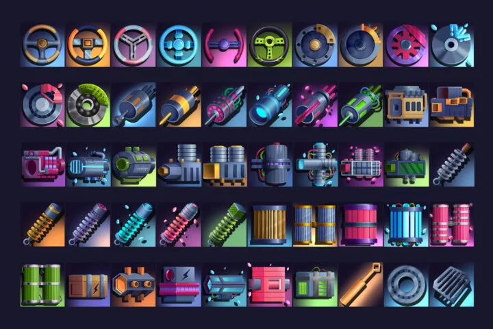 Cyberpunk Car Upgrade Game 512×512 Icons