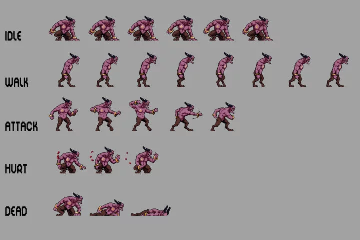 Demon Sprite Sheet Pixel Art Pack