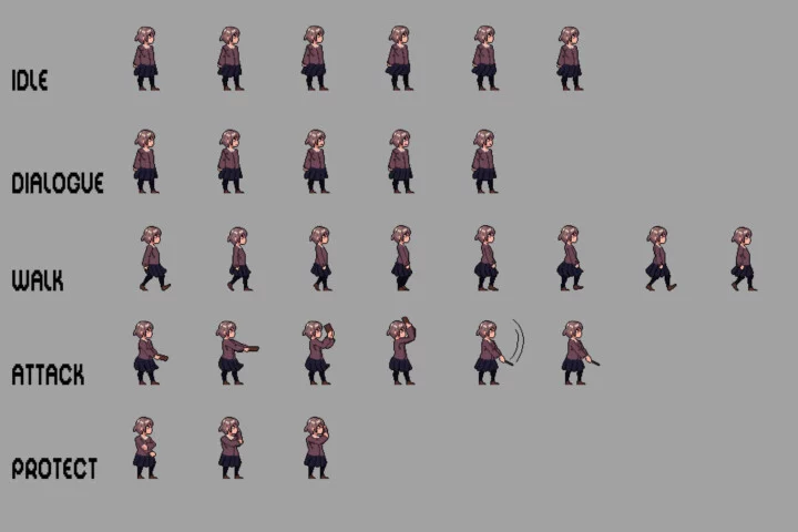 Free Schoolgirls Anime Character Pixel Sprite Pack