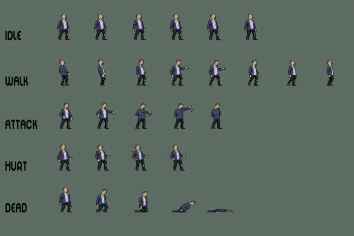Free Urban Zombie Sprite Sheet Pixel Art Pack