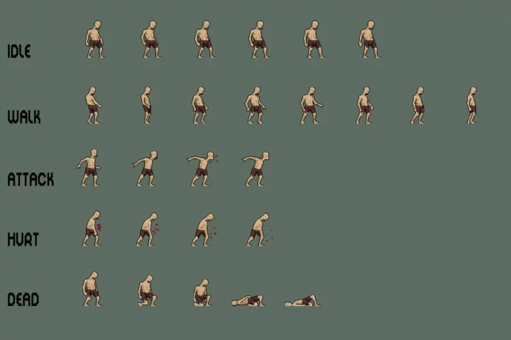 Free Urban Zombie Sprite Sheet Pixel Art Pack