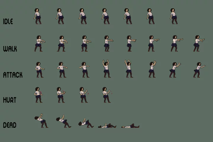 Free Urban Zombie Sprite Sheet Pixel Art Pack