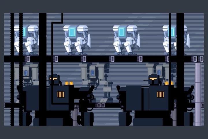Robot Factory Pixel Game Backgrounds