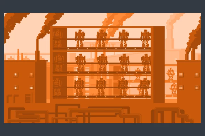 Robot Factory Pixel Game Backgrounds