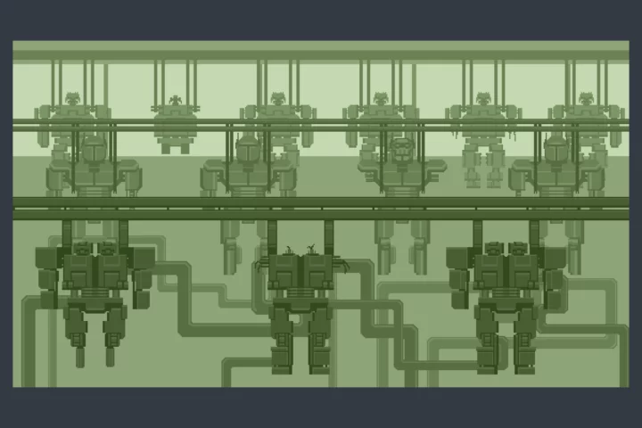 Robot Factory Pixel Game Backgrounds