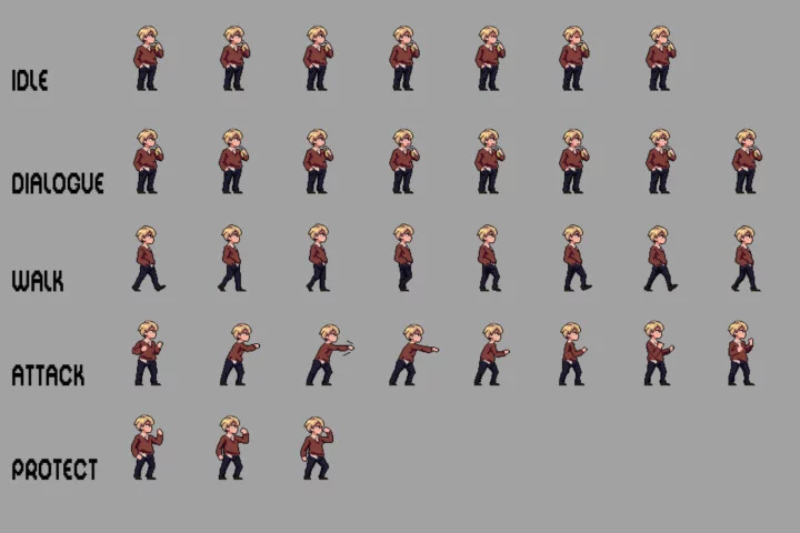 Schoolboys Anime Character Pixel Sprite Pack