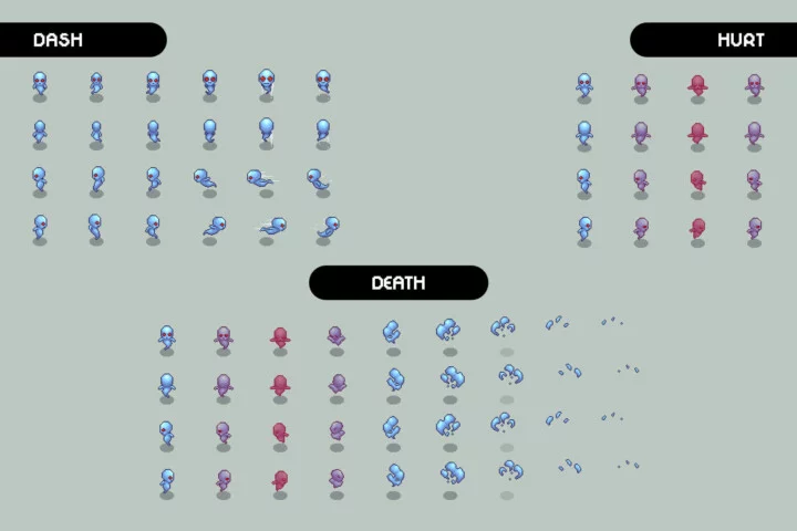 Top-Down Pixel Ghost Character Sprite Pack