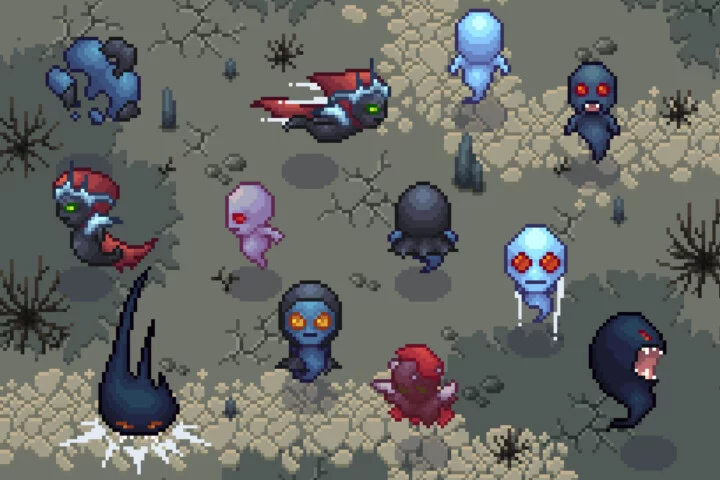 Top-Down Pixel Ghost Character Sprite Pack
