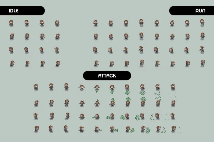 Zombie 4-Direction Pixel Character Sprite Pack