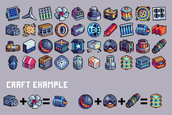 32×32 Energy Items Pixel Art for Cyberpunk