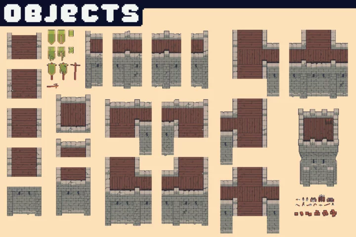 Castle Pixel Tileset for Defense Game