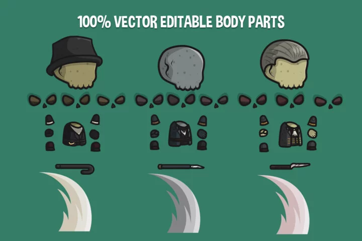 Chibi Skeleton Nobleman Character Sprites