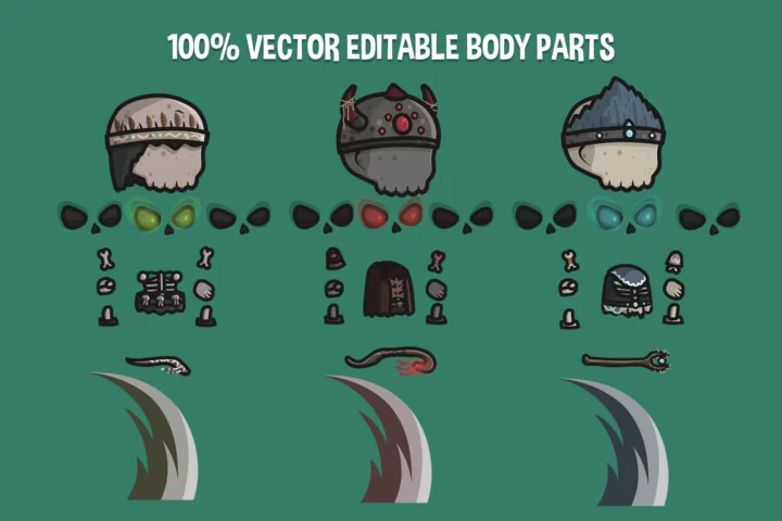 Chibi Skeleton Shaman Character Sprites