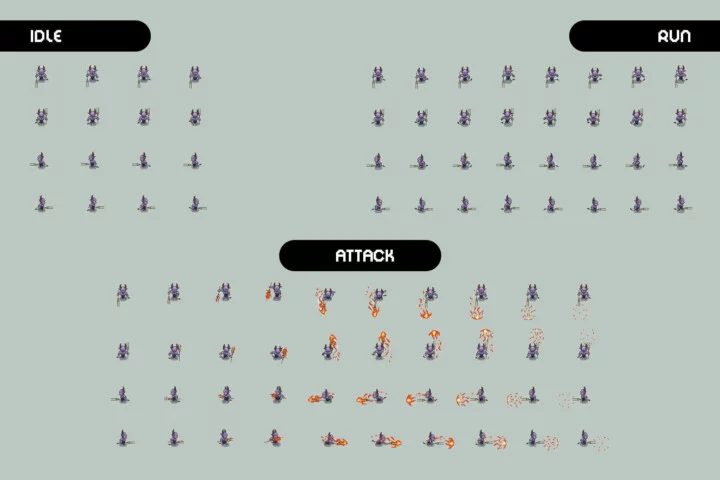 Demons 4-Direction Pixel Character Sprite Pack