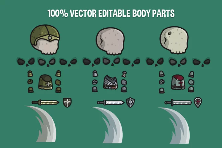 Free Chibi Skeleton Crusader Character Sprites