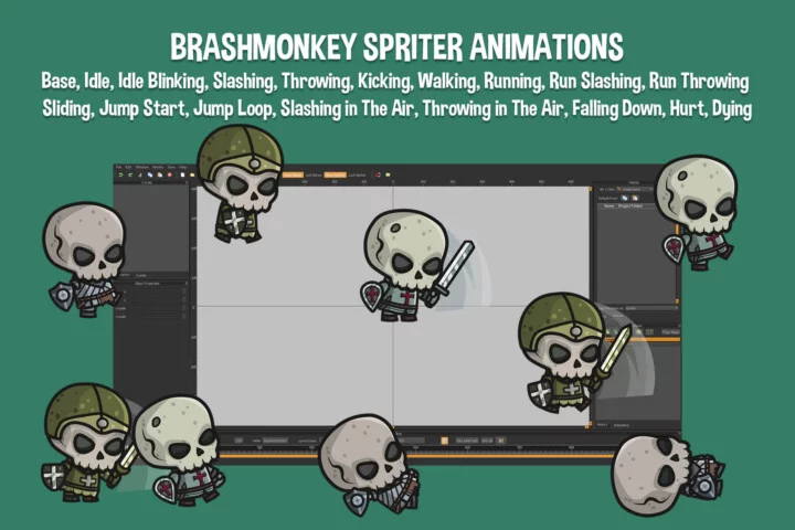 Free Chibi Skeleton Crusader Character Sprites