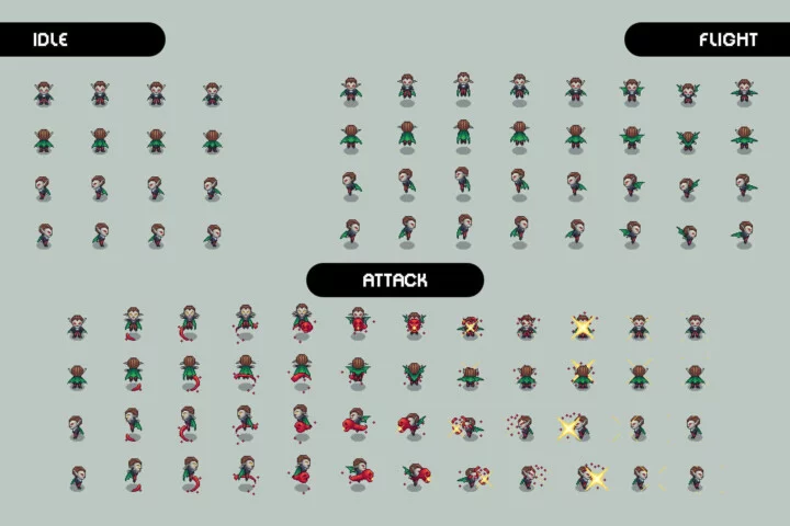 Free Vampire 4-direction Pixel Character Sprite Pack