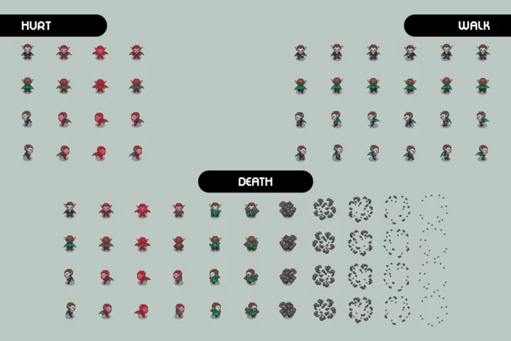 Free Vampire 4-direction Pixel Character Sprite Pack