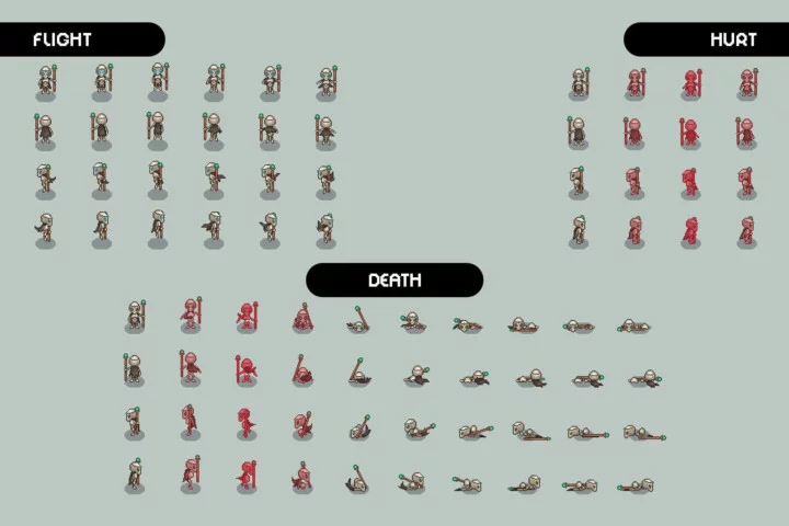 Top-Down Pixel Lich Character Sprites