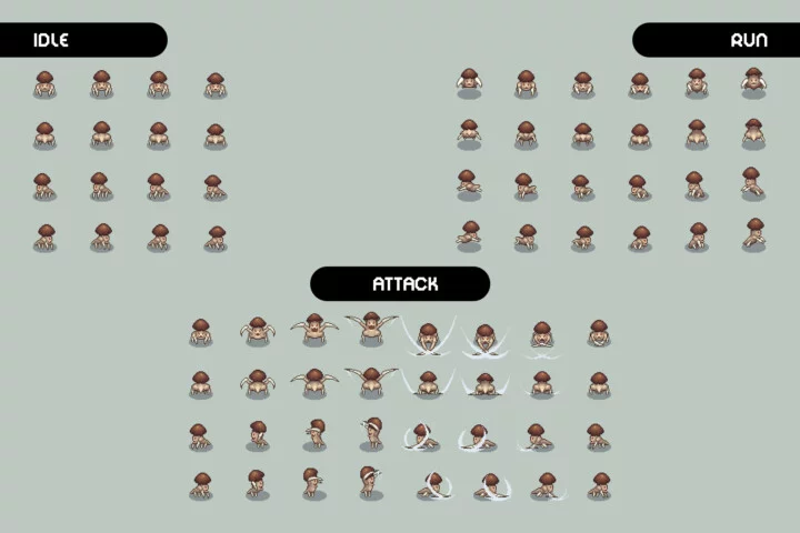 Top-Down Pixel Mushroom Sprite Pack