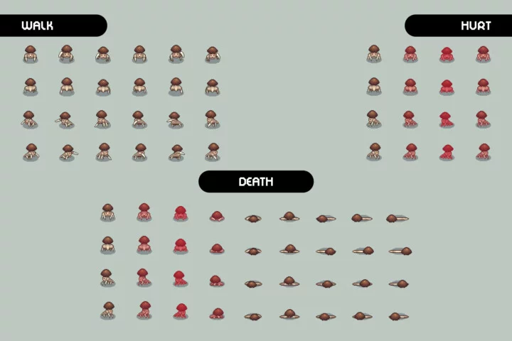 Top-Down Pixel Mushroom Sprite Pack