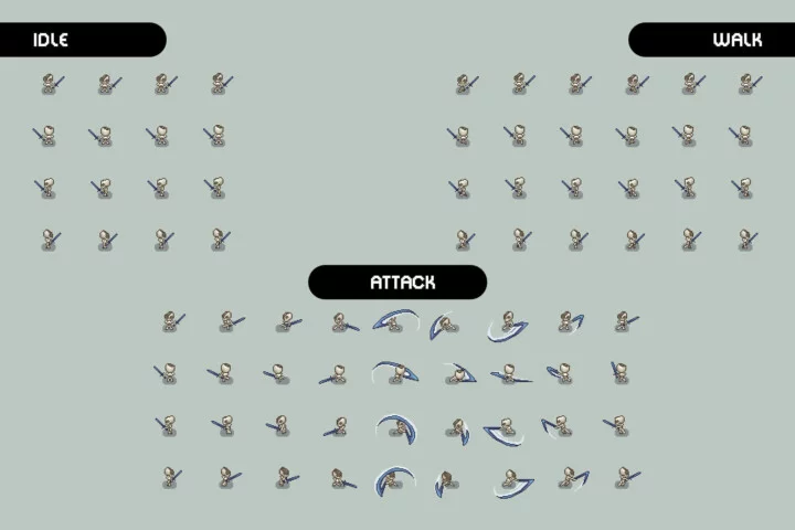 Top-Down Pixel Skeletons Character Sprite Pack