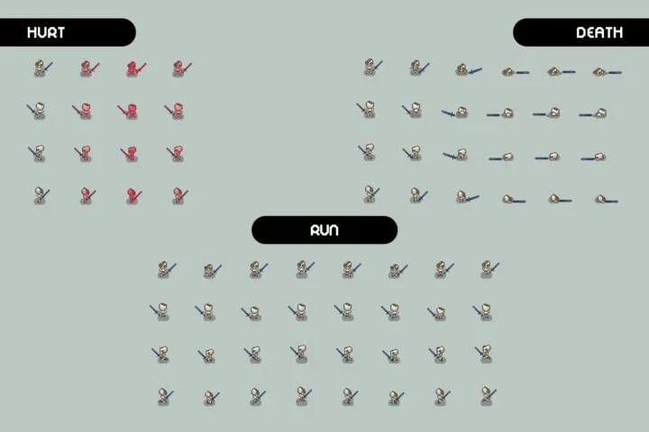 Top-Down Pixel Skeletons Character Sprite Pack