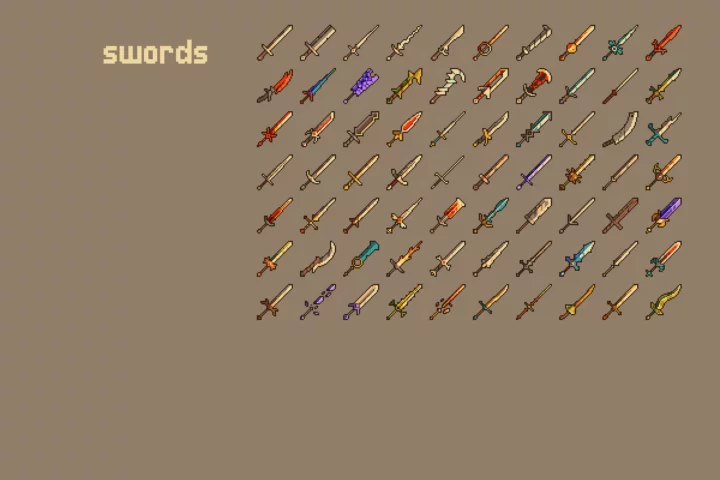 32×32 Pixel Art Weapons Free Collection
