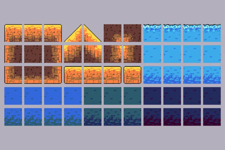 Beach Pixel Art Tileset for Cyberpunk Topic