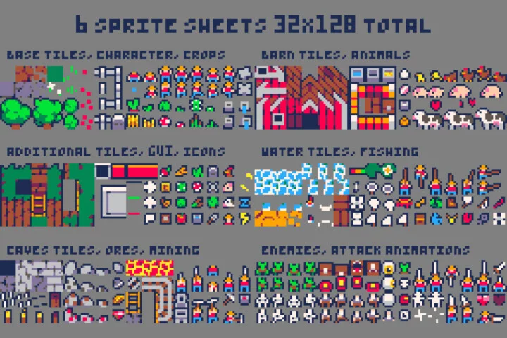 Free Retro Tiny Farm Kit Pixel Assets for Pico-8