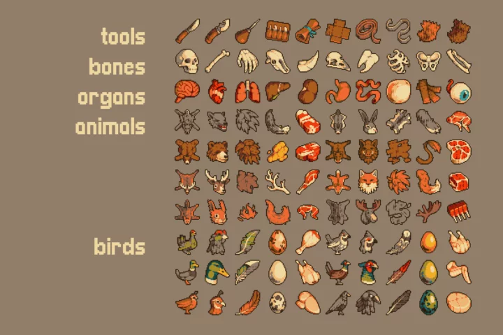 Pixel Resource Icons 32×32 for RPG