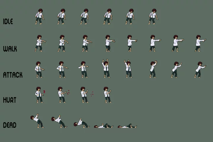 Urban Zombie Pixel Art Sprite Pack