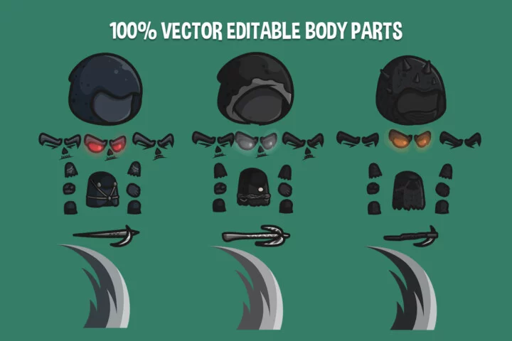 Chibi Black Reaper Character Sprites