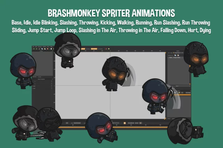 Chibi Black Reaper Character Sprites