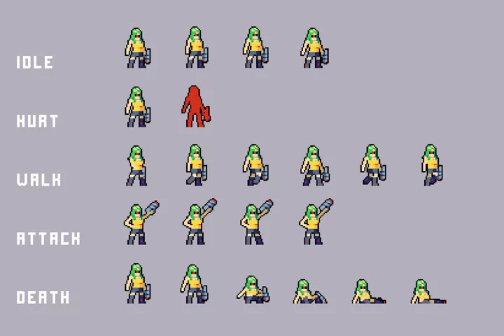 Cyberpunk Enemies Asset Pixel Pack for Beach Location