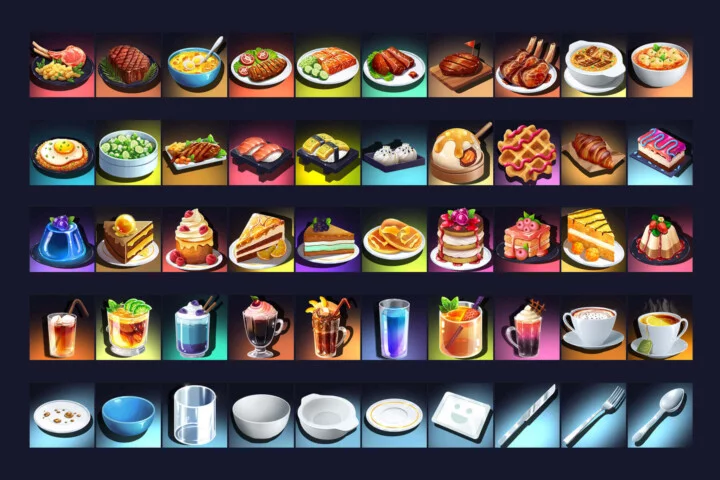 Free Different Food Icons for Video Game