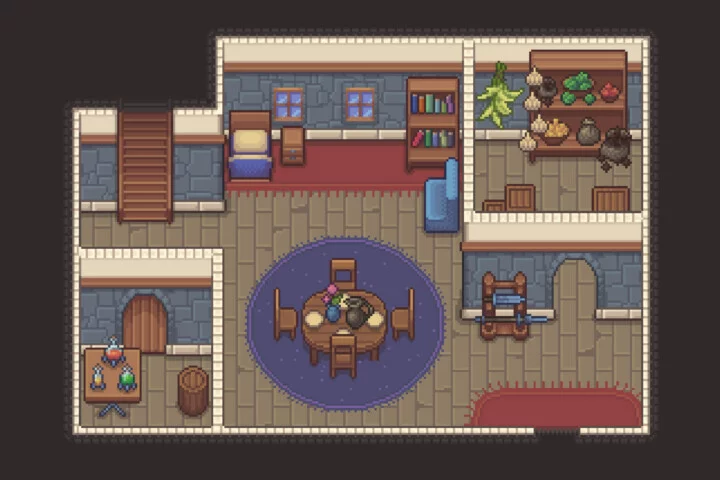 Main Character’s Home – Free Top-Down Pixel Art Asset