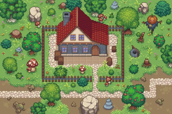 Main Character’s Home – Free Top-Down Pixel Art Asset
