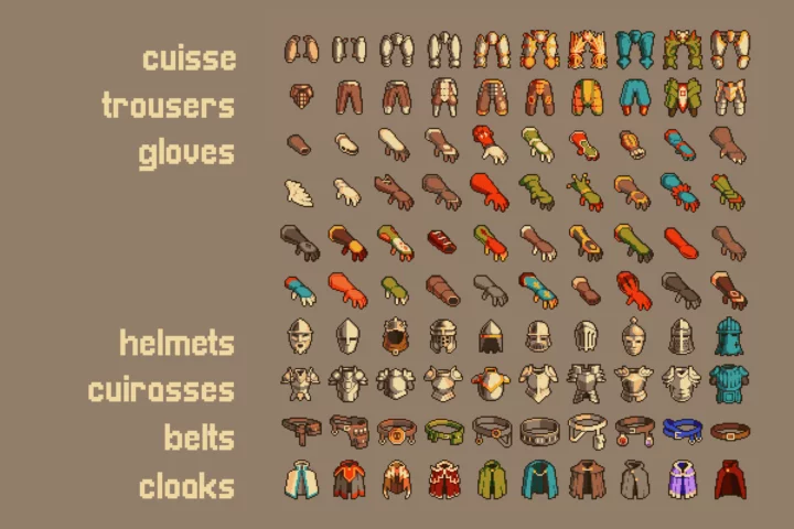 Pixel Art Knight Armor 32×32 Icons