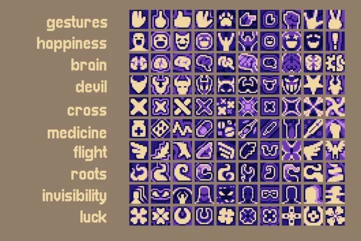 Pixel Magic Buff & Curse 16×16 Icons for RPGs