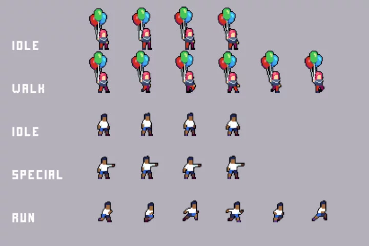 Beach Crowd Pixel Asset Pack for Platformer