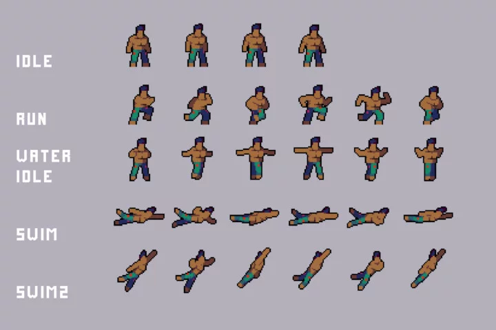 Beach Crowd Pixel Asset Pack for Platformer