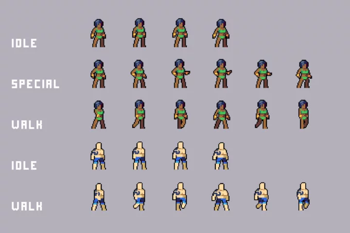 Beach Crowd Pixel Asset Pack for Platformer