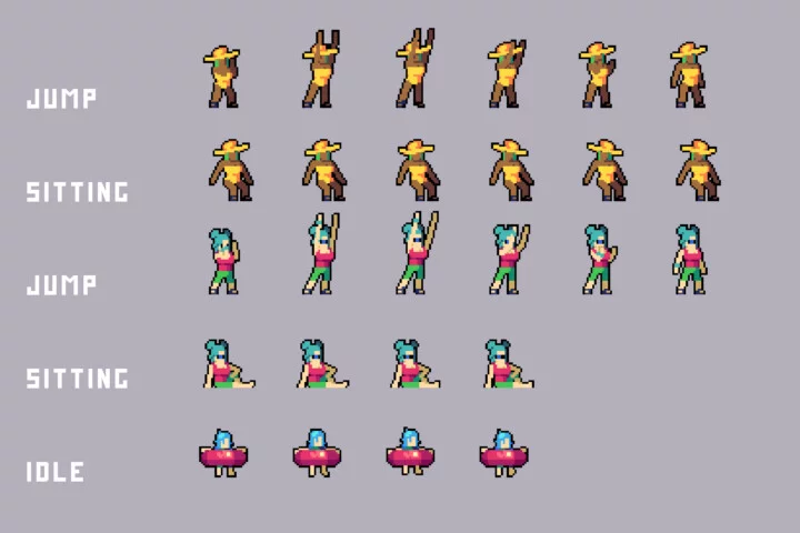 Beach Crowd Pixel Asset Pack for Platformer