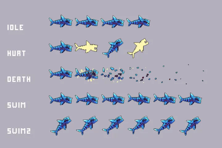 Cyberpunk Bosses Sprites Pixel Pack for Beach Location