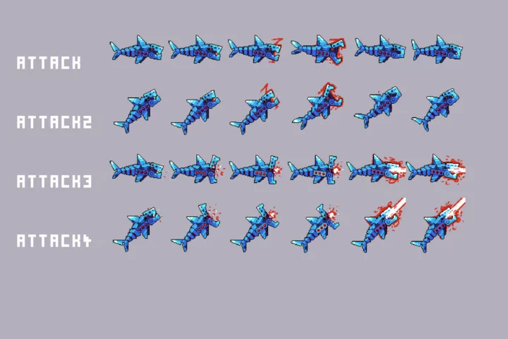 Cyberpunk Bosses Sprites Pixel Pack for Beach Location