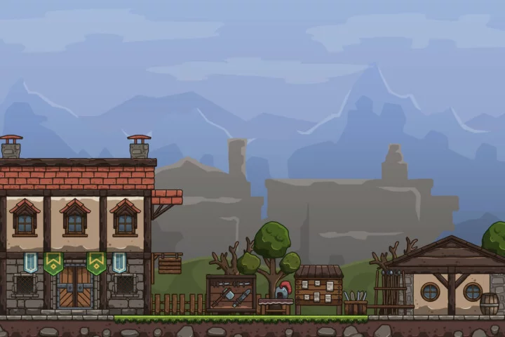 Free Medieval Armory Street Cartoon 2D Tileset