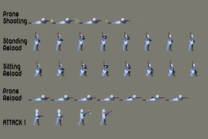 Free Pixel Prototype Character Sprites for Shooter