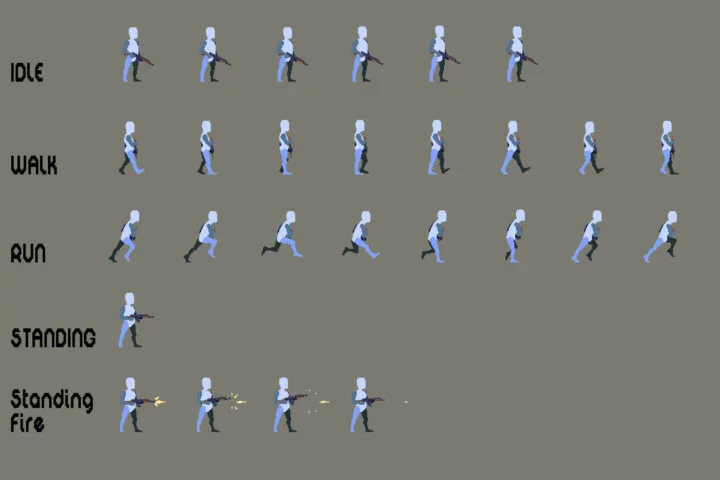 Free Pixel Prototype Character Sprites for Shooter
